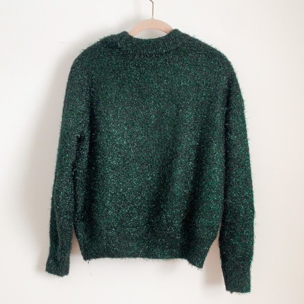 H&M Metallic Green Eyelash Sweater